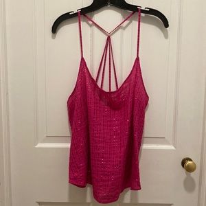 Victoria's Secret Tank Top Size L Color Pink with Pink Metallic Thread NWT
